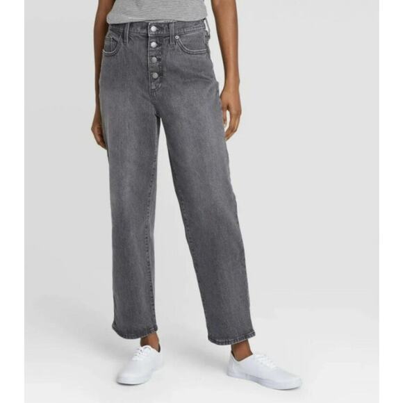 Universal Thread Gray Wash High Rise Vintage Straight Jeans Womens 25 Button Fly - Picture 1 of 14